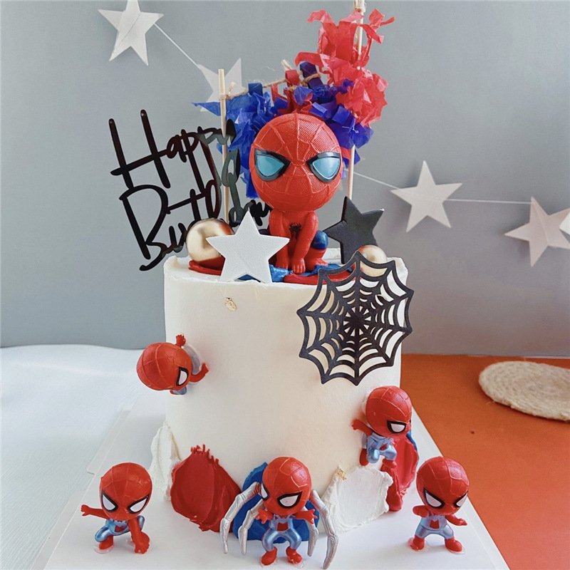 Cake decorating supplies Hot Selling 6pcs/set spider Cartoon birthday cake topper decoration Party Decoration