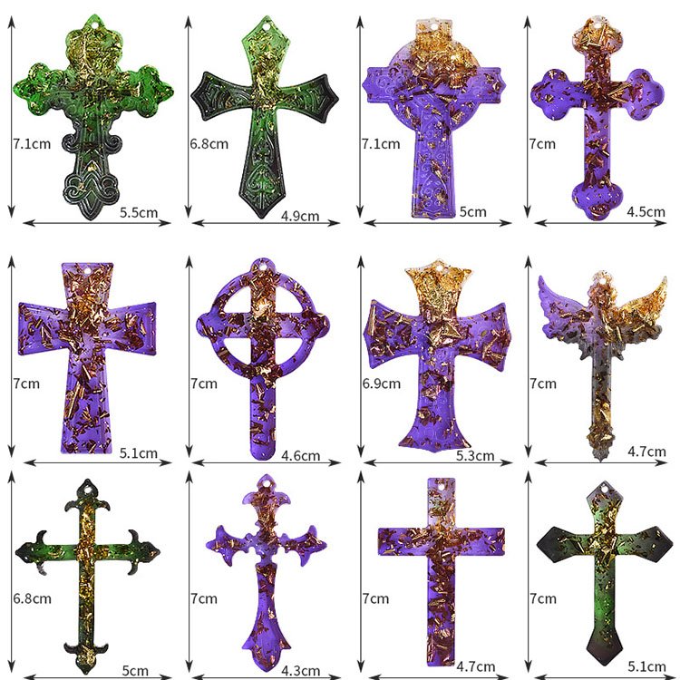 YS Cross Various Styles Cross Earring Drop Glue Mold Silicone Diy Christmas Keychain Necklace Mould Key Pendant Ornament Tools