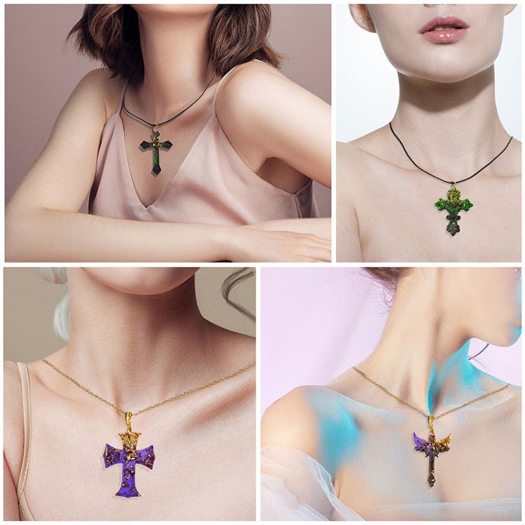 YS Cross Various Styles Cross Earring Drop Glue Mold Silicone Diy Christmas Keychain Necklace Mould Key Pendant Ornament Tools