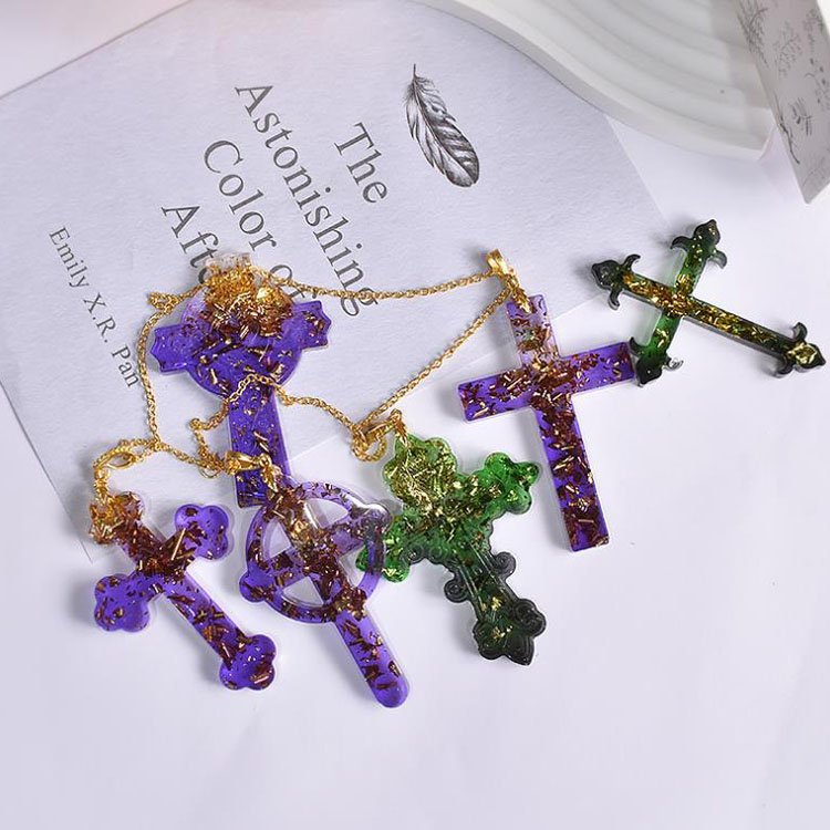 YS Cross Various Styles Cross Earring Drop Glue Mold Silicone Diy Christmas Keychain Necklace Mould Key Pendant Ornament Tools