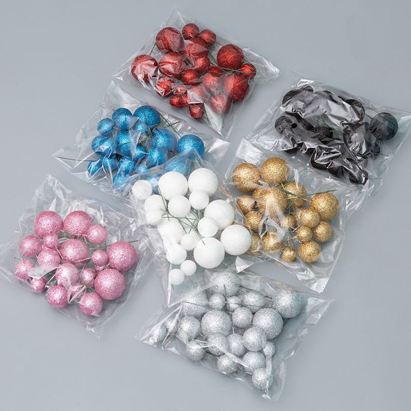 Birthday decoration accessories Glitter faux ball foam ball cake topper decor birthday ball for wholesale party supplies