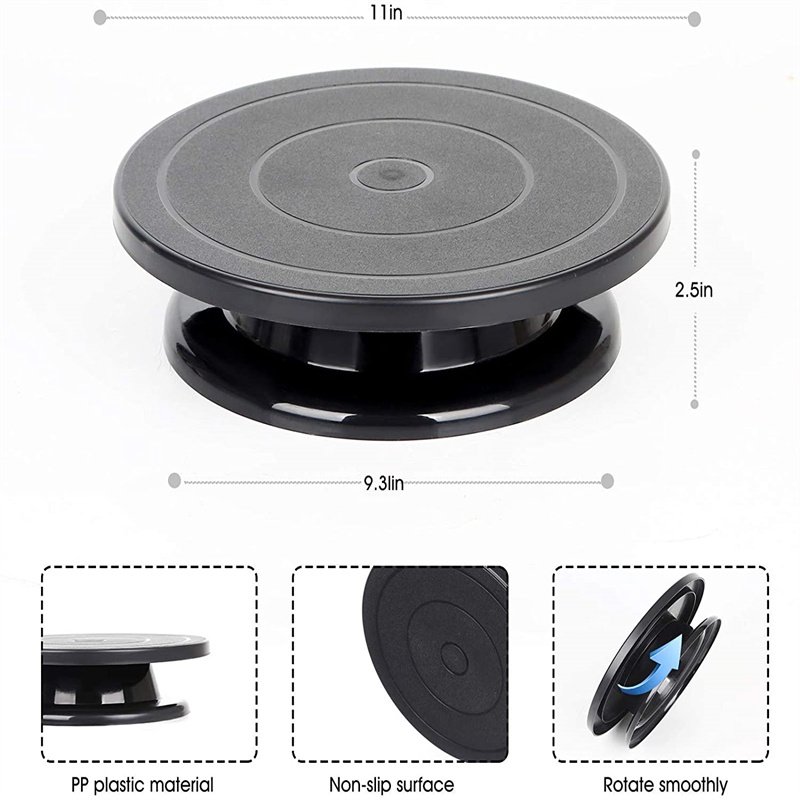 Cake Tool Supplier Wholesale 11 Inch Rotate Turntable Sculpting Wheel Revolving Black Cake Turn Table stand Cake Tools Supplier
