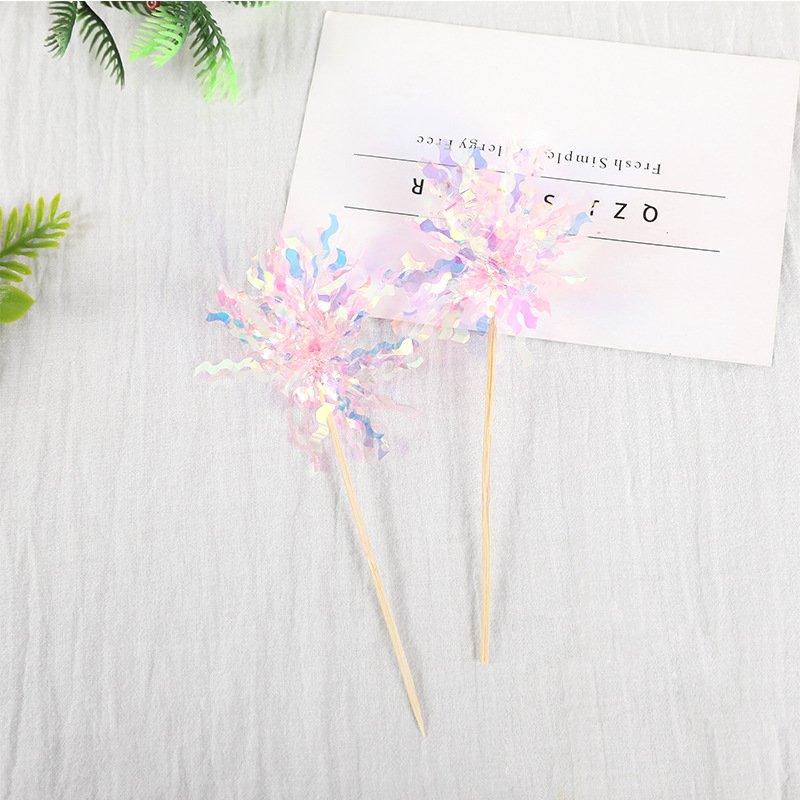 New creative cake decoration plug-in INS dazzle color rain cake plug-in birthday dress bakery supplies insert card