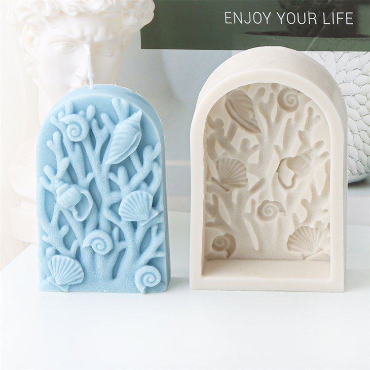 Coral Pillar Silicone Candle Mold Conch Shell Cylindrical Decorations Casting Mould DIY Handmade Aromatherapy Candle Making Tool