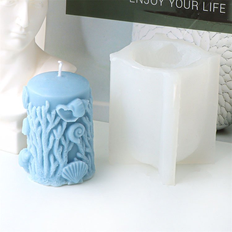 Coral Pillar Silicone Candle Mold Conch Shell Cylindrical Decorations Casting Mould DIY Handmade Aromatherapy Candle Making Tool