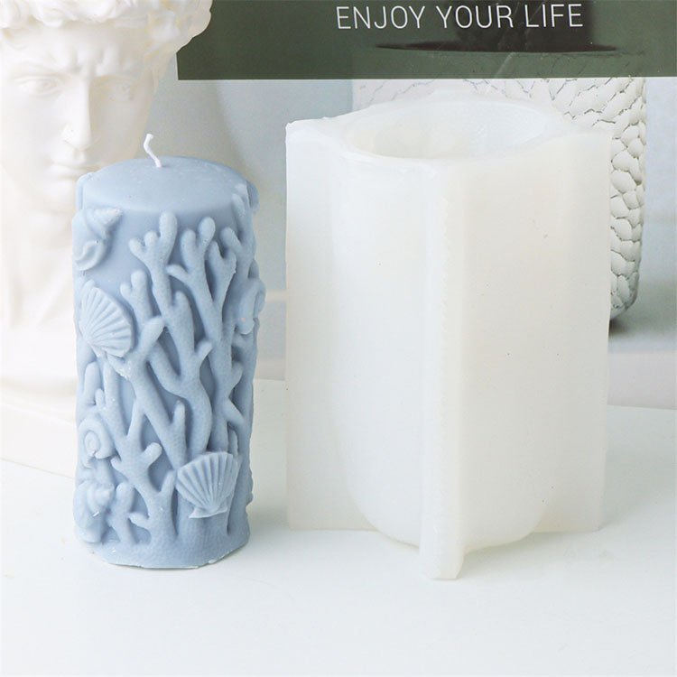 Coral Pillar Silicone Candle Mold Conch Shell Cylindrical Decorations Casting Mould DIY Handmade Aromatherapy Candle Making Tool