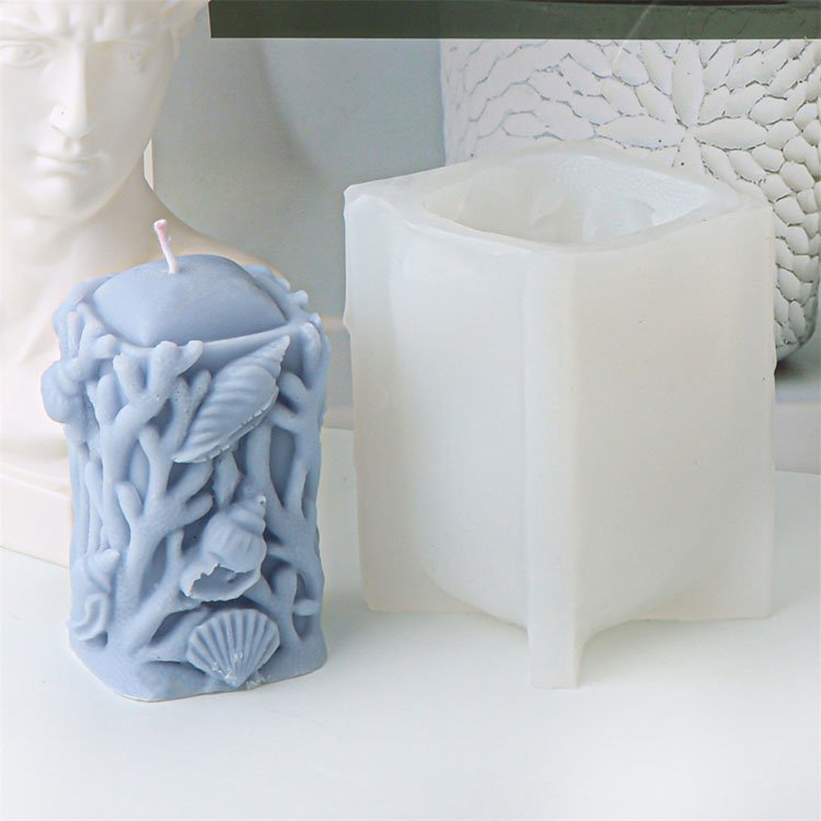 Coral Pillar Silicone Candle Mold Conch Shell Cylindrical Decorations Casting Mould DIY Handmade Aromatherapy Candle Making Tool