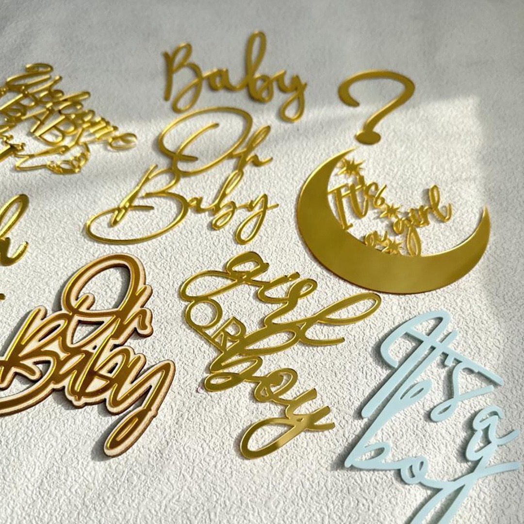 New Product Explosion 2024 Acrylic Baby Happy Birthday Cake Topper Boy Girl Cake Decoration for Dessert Table Decoration