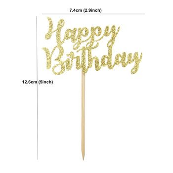 Beautiful Gold Style Acrylic Cake Topper Geometry Round Letter Cake Toppers Happy Birthday Wedding Party Cupcake Toppers