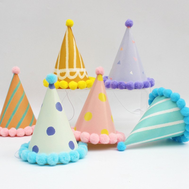 INS HOT Colorful Baby Birthday Party Hats Party Cone Hats Birthday Party Supplies Decorations