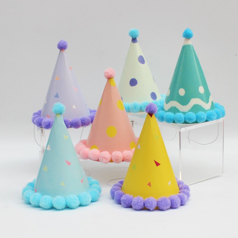 INS HOT Colorful Baby Birthday Party Hats Party Cone Hats Birthday Party Supplies Decorations