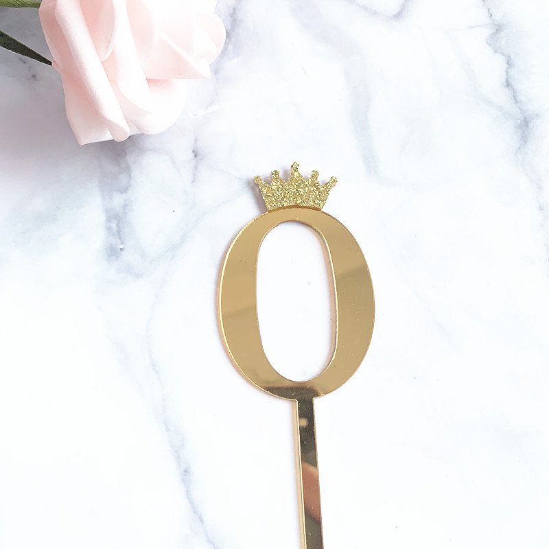 cake decorating supplies Golden Acrylic Cake Topper Crown Number 0-9 Happy Birthday Cake Topper Baby Shower