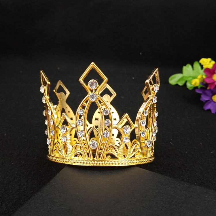 Mini Tiara Cake Topper gold Crystal Pearl Vintage Wedding Cake Crown Birthday Baby Shower Cake Topper Decoration