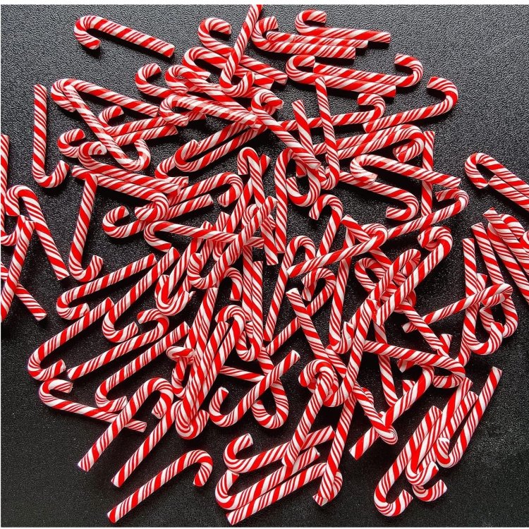 Clay Candy Canes Red White Candy Canes Christmas Candy Cane Faux Christmas Stick Mini Polymer Soft Clay DIY Decoration