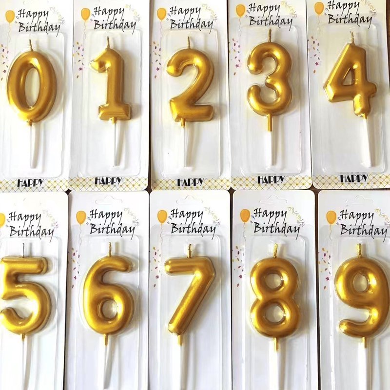 Birthday cake gold-plated number candle personalized children&#39;s creative party smoke-free baking decoration supplies
