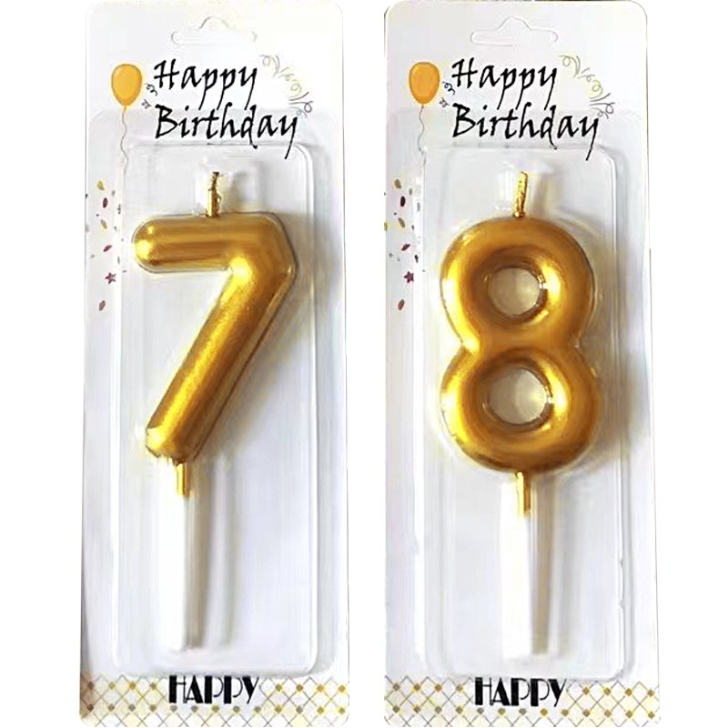 Birthday cake gold-plated number candle personalized children&#39;s creative party smoke-free baking decoration supplies