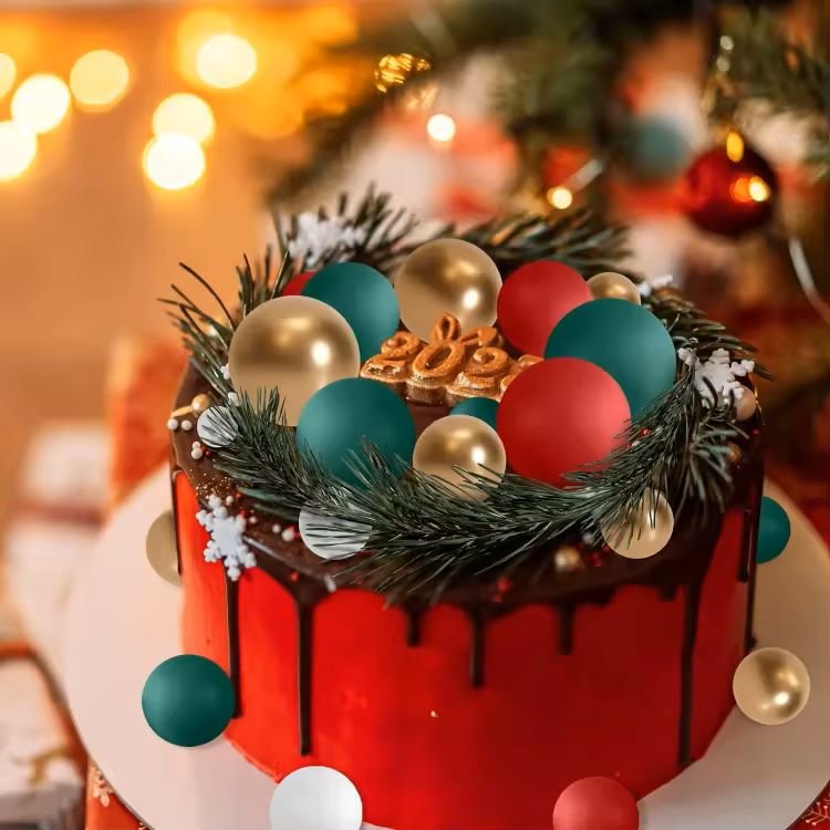 32 pcs matte colorful foam ball decorations cake faux balls for merry Christmas topic cake decoration factory supplier