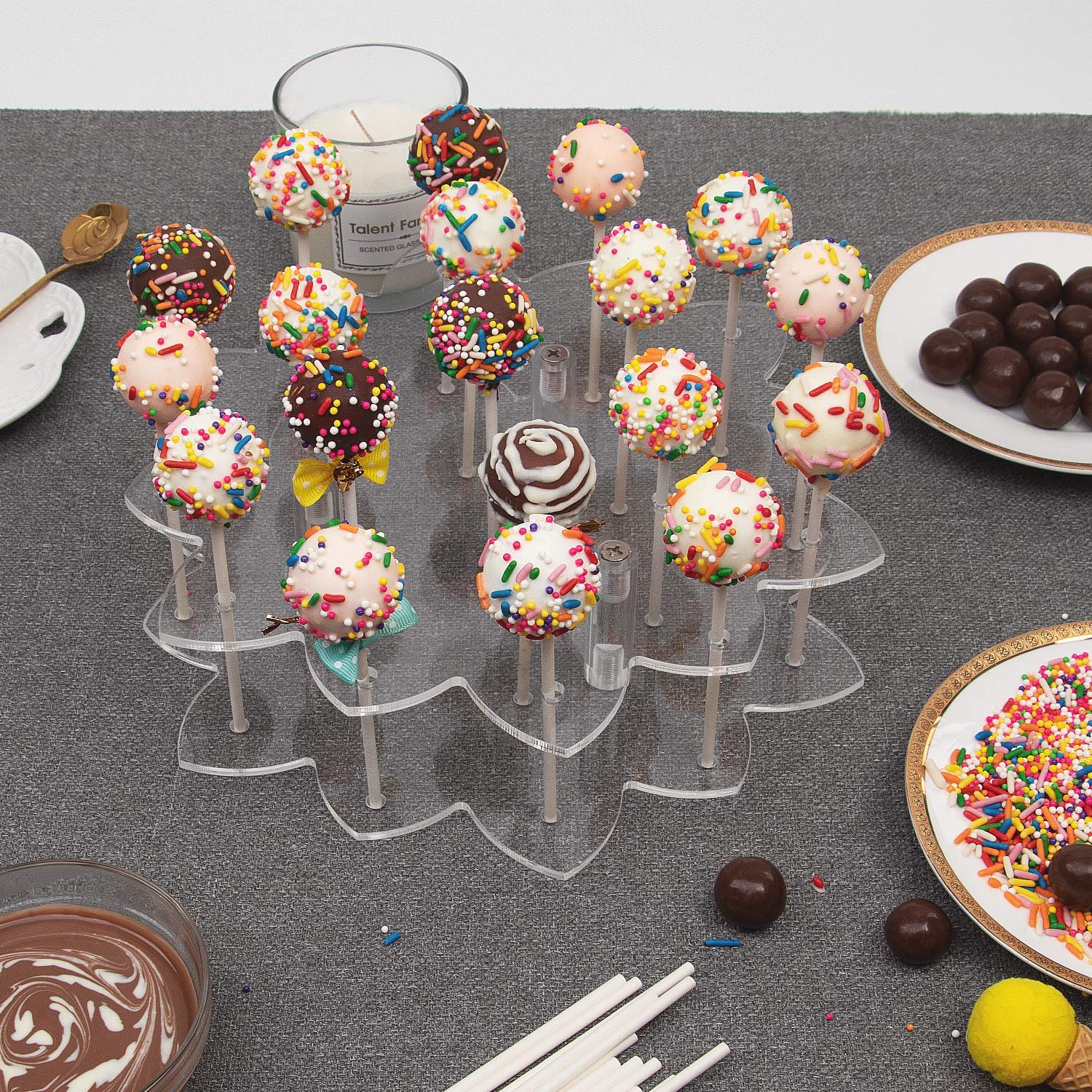 Factory wholesale 16 Hole Halloween Christmas Candy Decorative Acrylic Cake Pop Display Stand for Weddings Birthday Parties