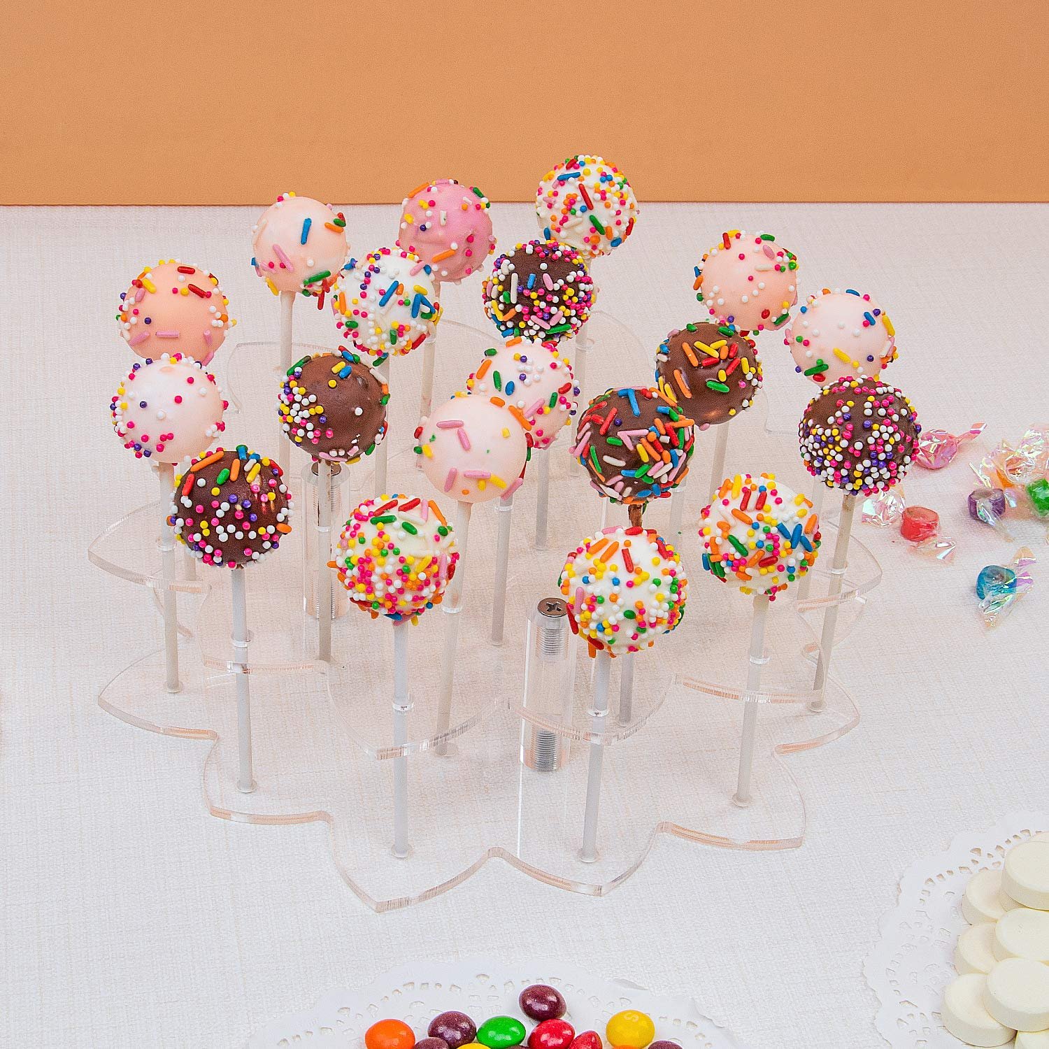 Factory wholesale 16 Hole Halloween Christmas Candy Decorative Acrylic Cake Pop Display Stand for Weddings Birthday Parties