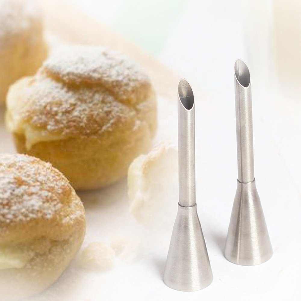 Stainless Steel Long Puff Nozzle Cream Piping Tips Baking Cake Tools