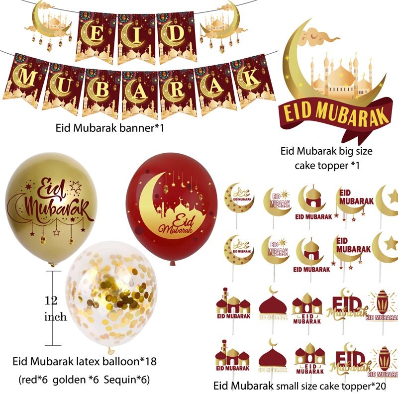 Gold Glitter Set Supplies Muslim Eid Mubarak Kareem Ramadan Eid Mubarak Decorations Party Supplies Decorations