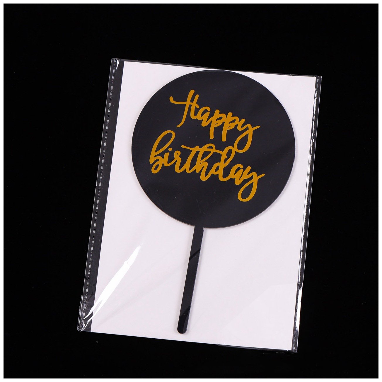 Round acrylic birthday insert flag cake card decoration acrylic happy birthday cake topper