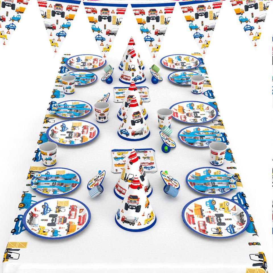 Racing Boy Wholesale Car Decoration Tableware Monster Truck Cars Theme Birthday Decore Kids Party Supplies