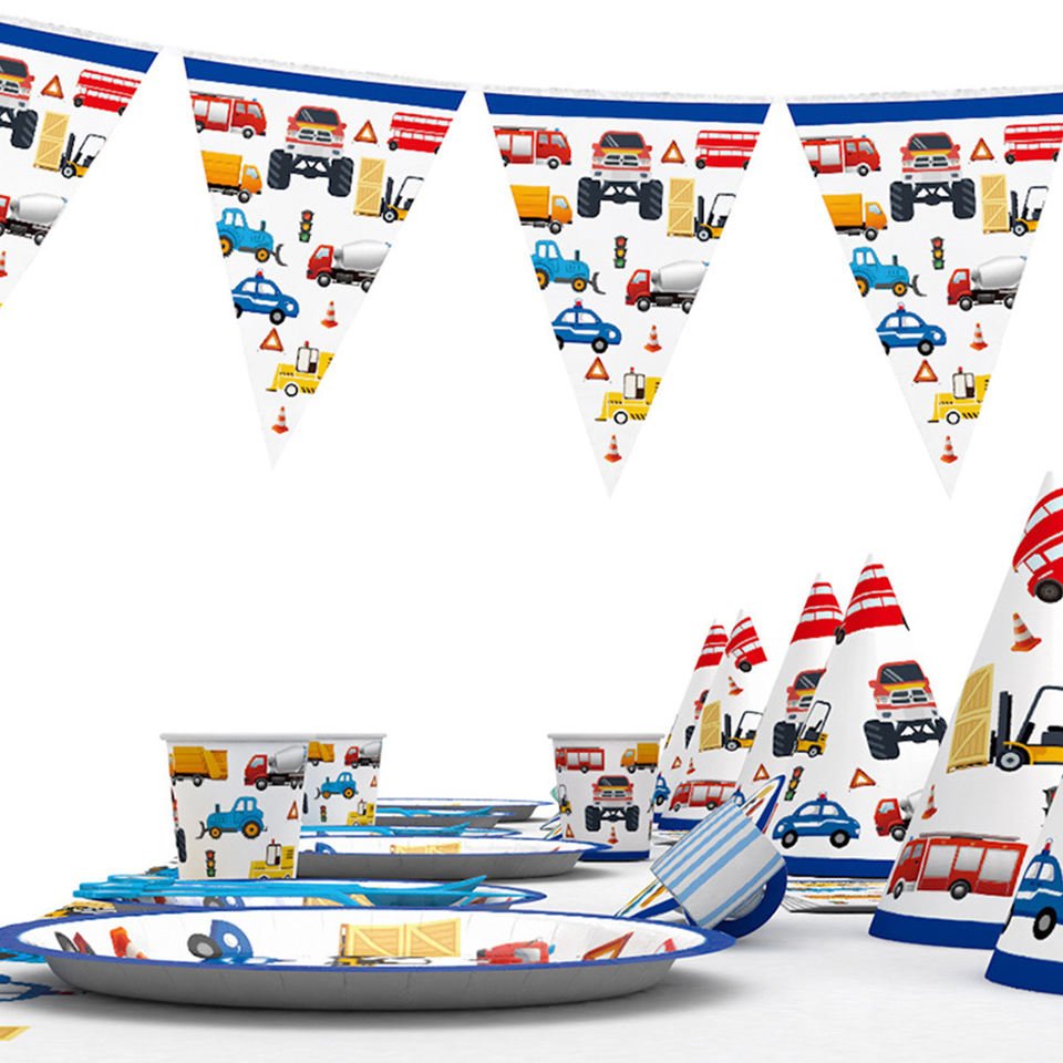 Racing Boy Wholesale Car Decoration Tableware Monster Truck Cars Theme Birthday Decore Kids Party Supplies