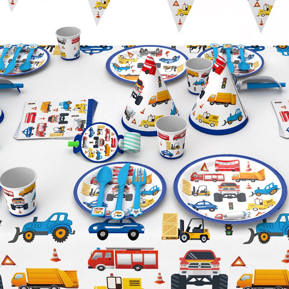 Racing Boy Wholesale Car Decoration Tableware Monster Truck Cars Theme Birthday Decore Kids Party Supplies