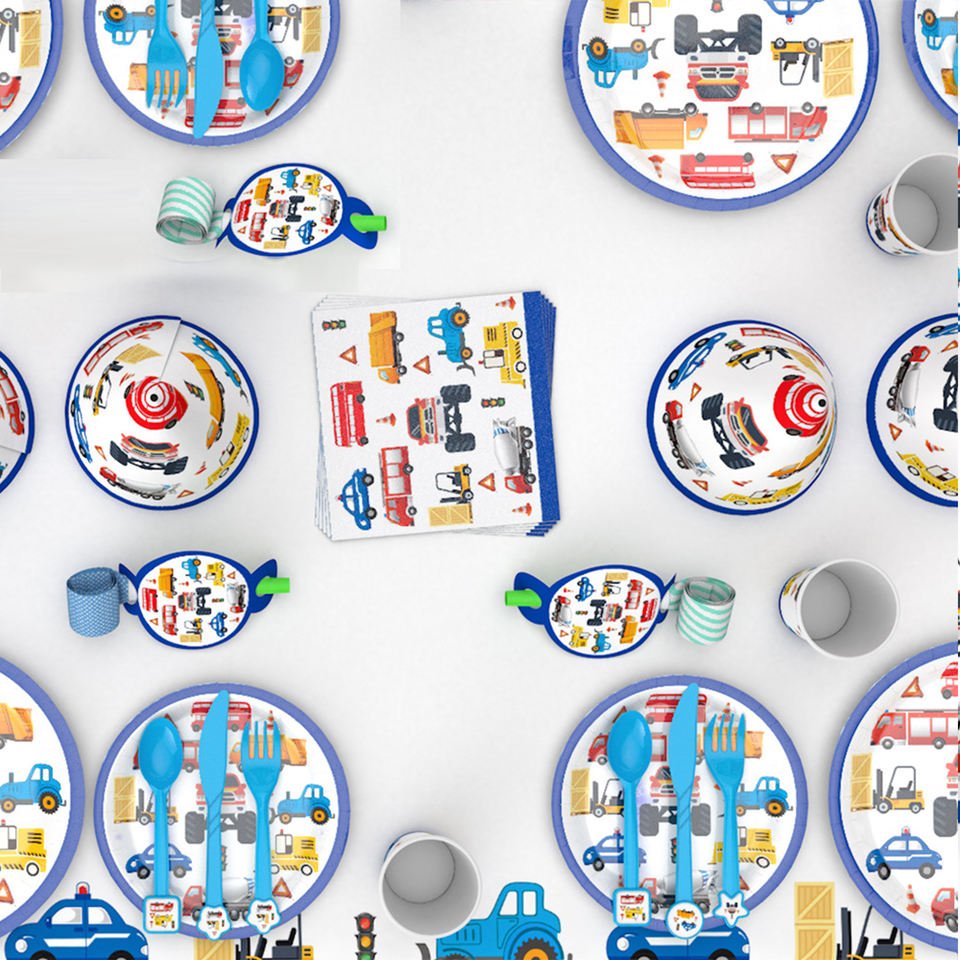 Racing Boy Wholesale Car Decoration Tableware Monster Truck Cars Theme Birthday Decore Kids Party Supplies
