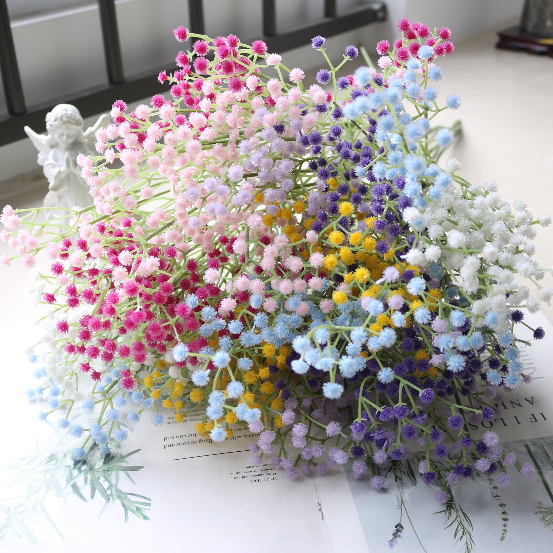Wholesale Bulk Interior House Decoration Artificial White Fake Red Baby Breathe Flowers Ball Centerpiece with Wedding Flowers