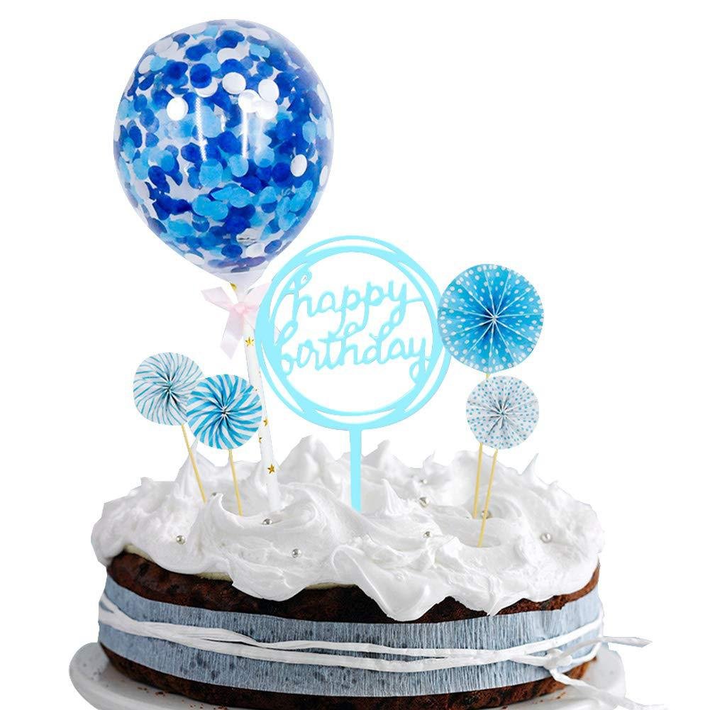 Happy Birthday Cake Topper Set Cupcake Paper Topper For Event Baby Shower Party Decoration Cake