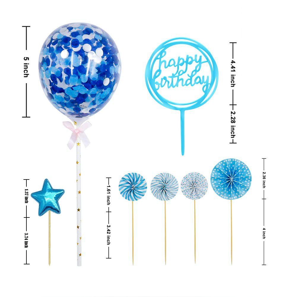 Happy Birthday Cake Topper Set Cupcake Paper Topper For Event Baby Shower Party Decoration Cake