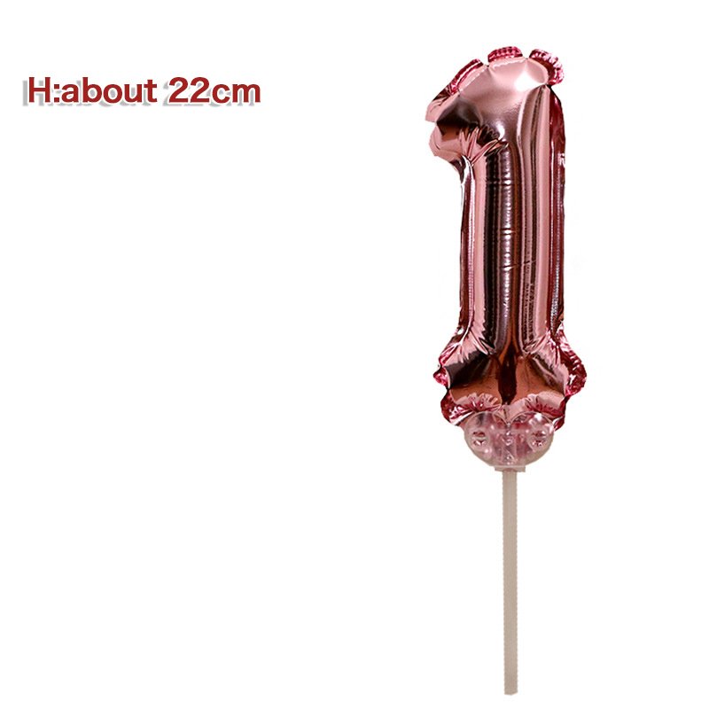 baby Birthday cake photo decoration accessories Gold Rainbow self-inflatable mini foil balloon cake toppers number balloon