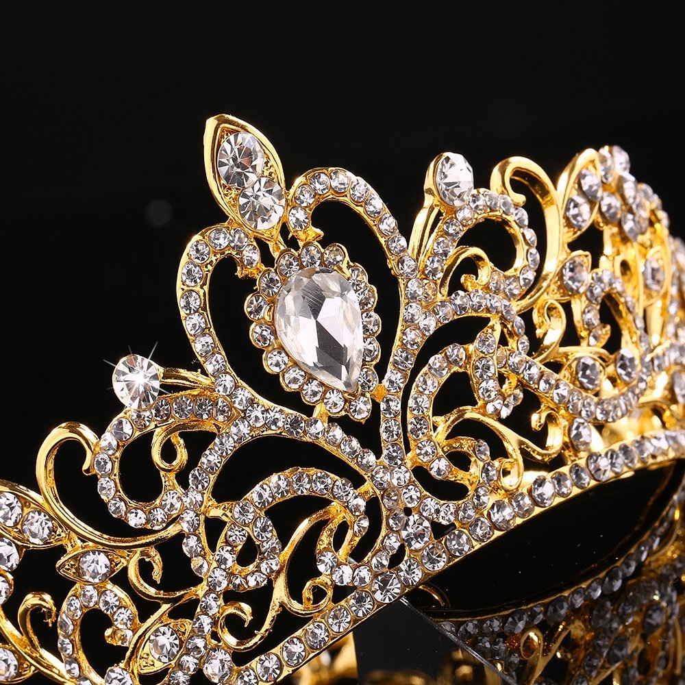 Nicro Mini Tiara Cake Topper gold Crystal Pearl Vintage Wedding Cake Crown Birthday Baby Shower Cake Topper Decoration