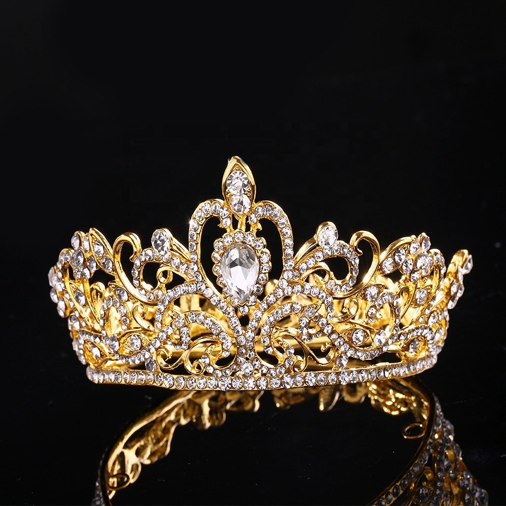 Nicro Mini Tiara Cake Topper gold Crystal Pearl Vintage Wedding Cake Crown Birthday Baby Shower Cake Topper Decoration