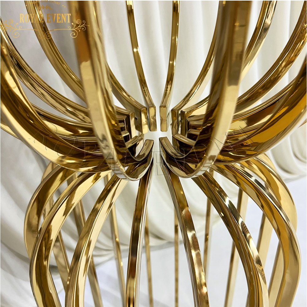 High Quantity events decorative plinths display set gold stainless steel metal plinth round pedestal cake table for wedding used