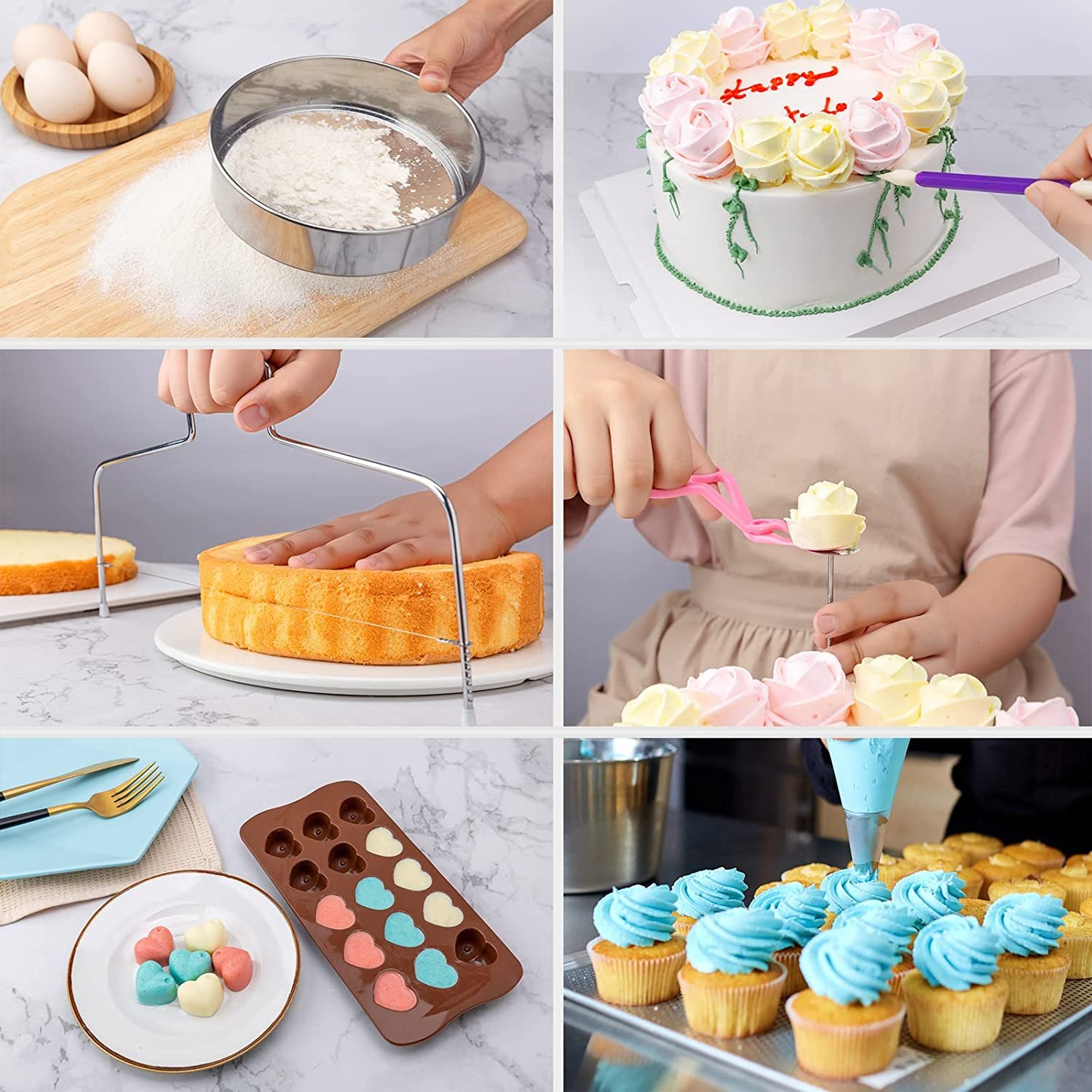 Cake decorating Supplier baking pastry tools rotating cake stand turntable baking knives nozzles baking pastry tools 655pcs Set