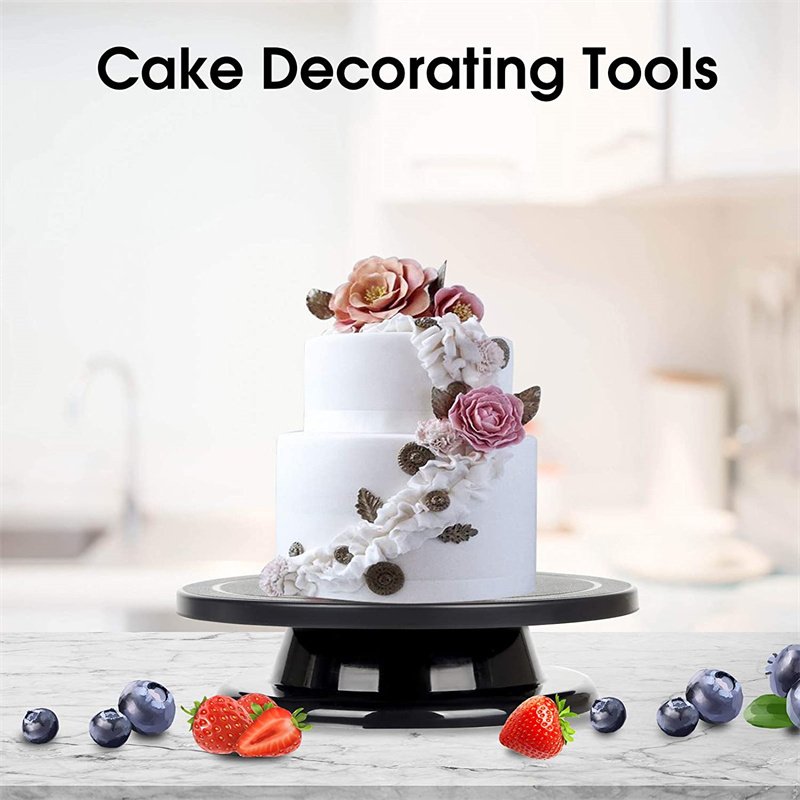 28cm Plastic black Turntable Stand Cake Baking Supplies Plastic Cake Rotating Turntable Cake Decorating