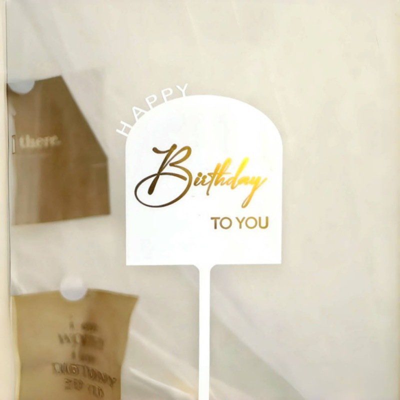 New arrival Acrylic Happy Birthday Cake Topper UV stamped Cake Decorating Supplies