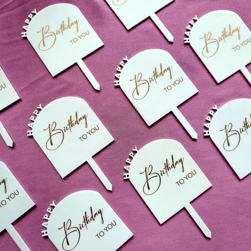 New arrival Acrylic Happy Birthday Cake Topper UV stamped Cake Decorating Supplies