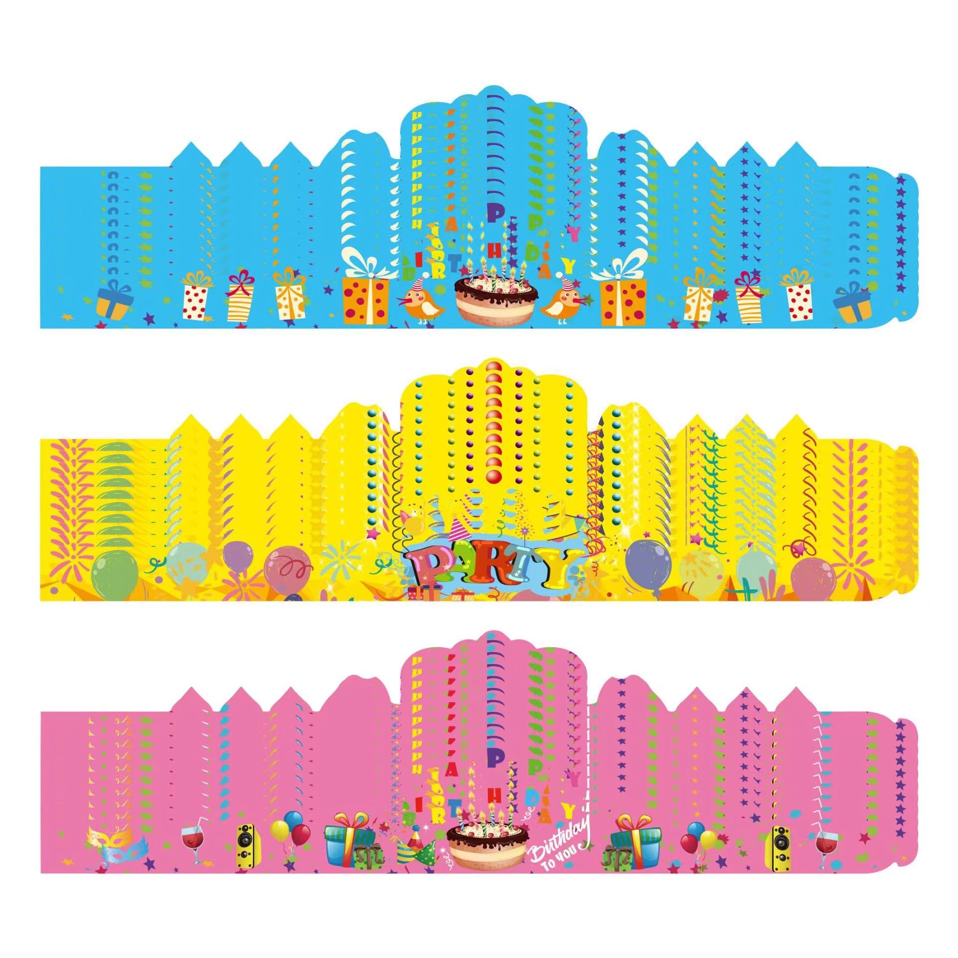 Wholesale customized paper crown hats, party supplies design, happy birthday cake hats, baby one year decoration