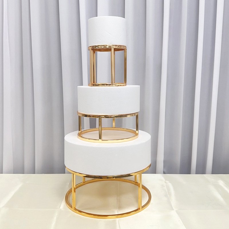20cm Round Metal Floating Pillar Stand Cake Separator Plinth Cake Spacer for Wedding Birthday Party Cake Decor Bakery Supplies