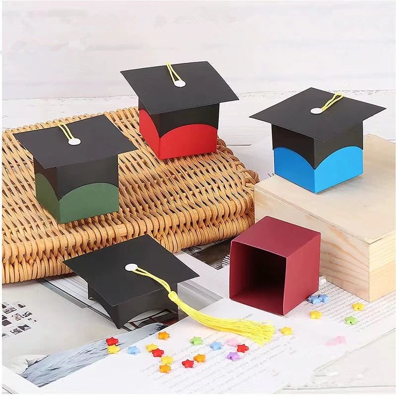 Special Offer Graduation Hat boxes Blue Green Bachelor Packaging Paper Box graduate Celebration Party Gift Candy Boxes Wholesale