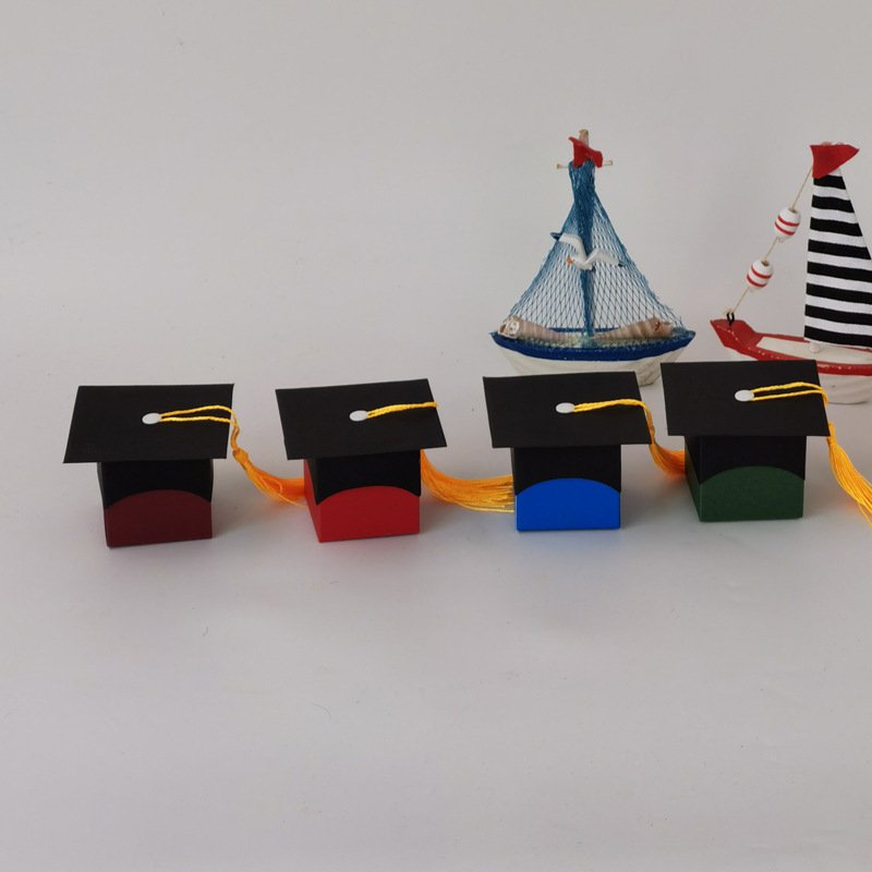 Special Offer Graduation Hat boxes Blue Green Bachelor Packaging Paper Box graduate Celebration Party Gift Candy Boxes Wholesale