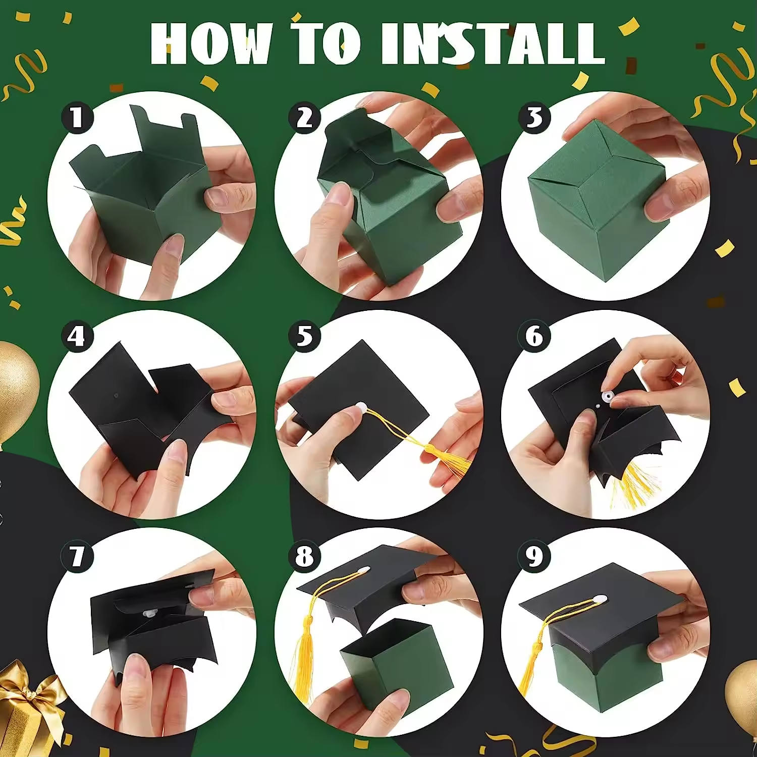 Special Offer Graduation Hat boxes Blue Green Bachelor Packaging Paper Box graduate Celebration Party Gift Candy Boxes Wholesale