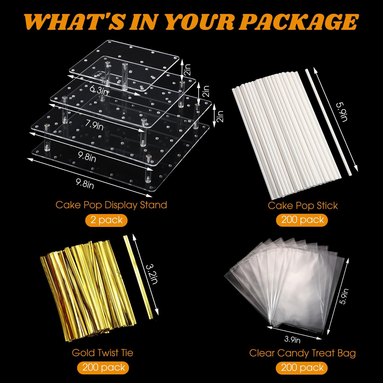 Factory wholesale 2 Packs 56 Holes 3 Tier Square Lollipop Cupcake Holder Acrylic Cake Pop Display Stands for Birthday Wedding