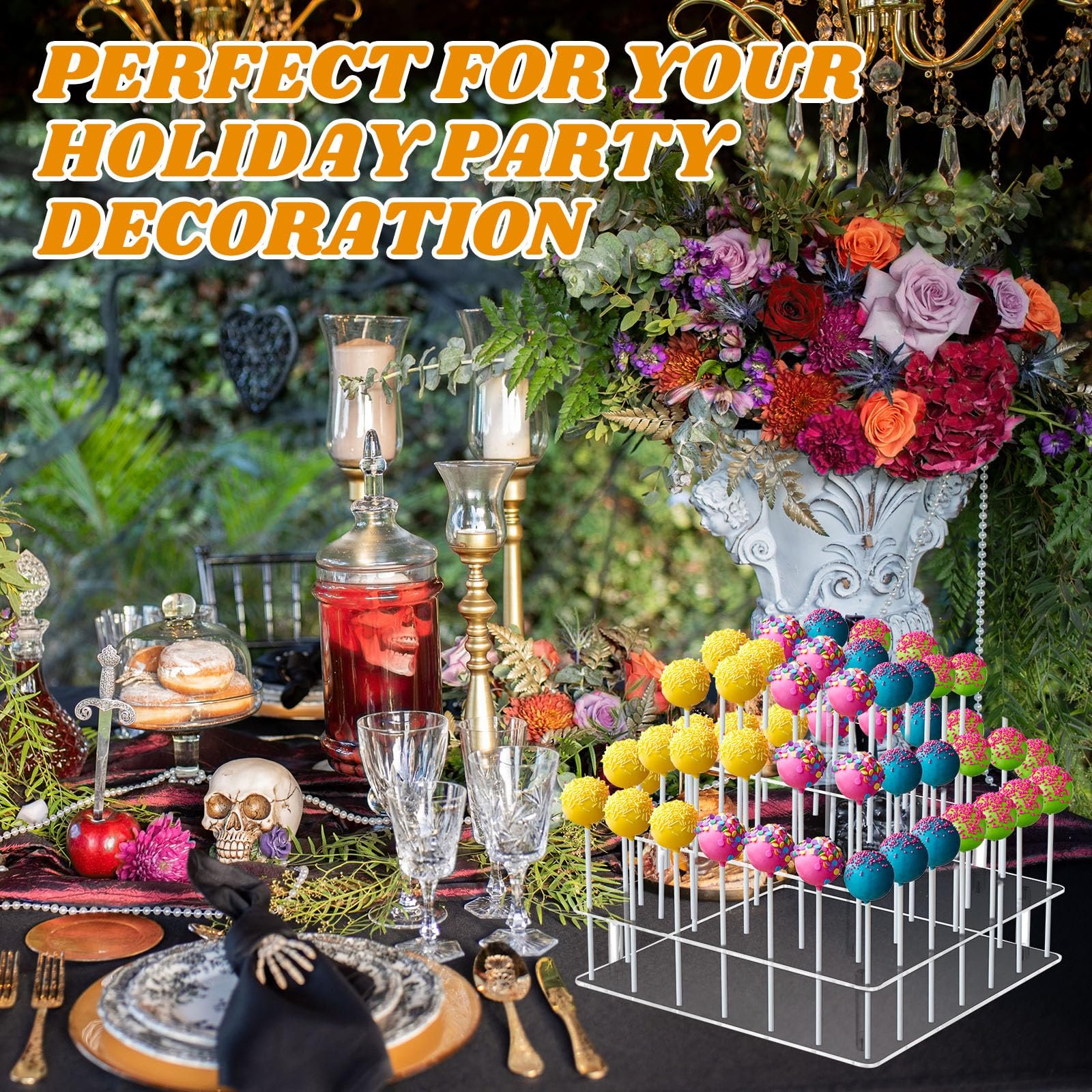 Factory wholesale 2 Packs 56 Holes 3 Tier Square Lollipop Cupcake Holder Acrylic Cake Pop Display Stands for Birthday Wedding