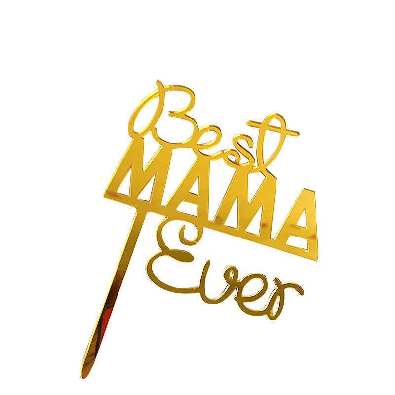 Best Mom Ever Acrylic Cake Toppers Rose gold Letter Best Mama Cake Decoration for Mother Birthday Party Cake Decorating Supplies
