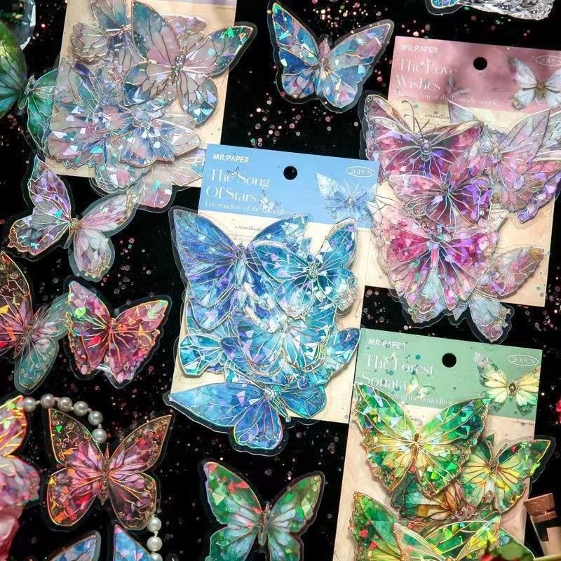 3D bronzing PET laser stickers DIY butterfly cake decorating party supplies cake topper butterfly